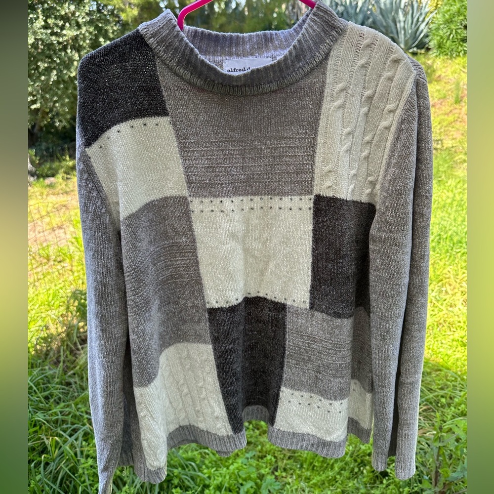 Vintage Gray Patchwork Sweater - image 2